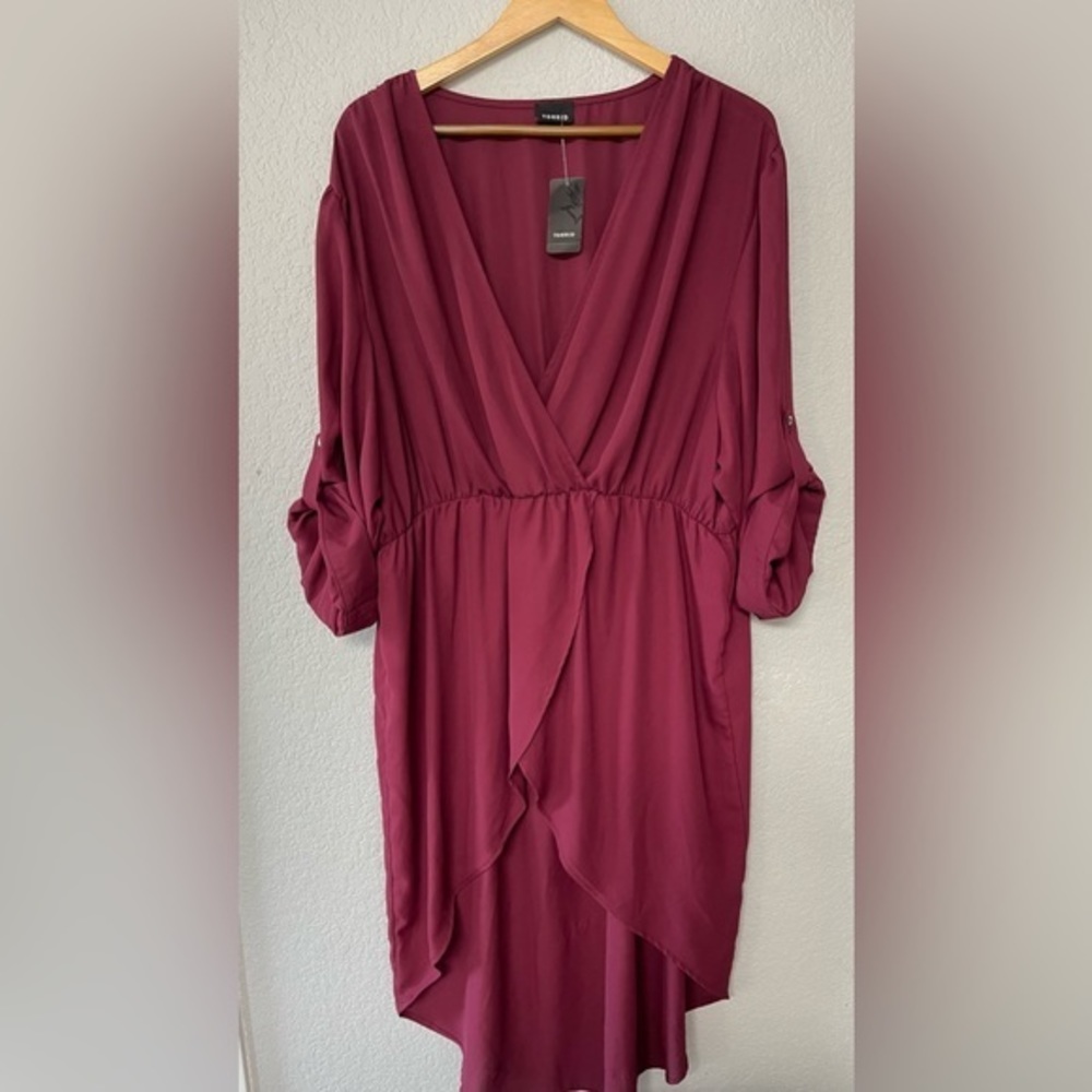 Torrid Hilo Burgundy V Neck 3/4 Sleeve‎ Tunic Size 5X